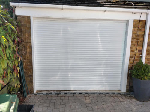 Electric garage door white